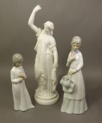 Two Spanish made figurines in the manner of Nao/Lladro, together with a modern Parian style