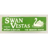 Enamel 'Swan Vestas' advertising sign. (H: 10cm x L: 30.5cm)
