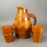 A Thomas Trevis Smith Ltd of Cradley Heath coopered pitcher and beaker set, height of tallest