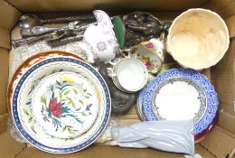 A collection of ceramics to include Spode milk jug, Nao figurine, Royal Albert Old Country Roses tea