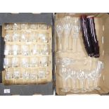 De Lamerie, clear Crystal glass to include teacups, wine glasses, ruby red tumblers/shot glasses and