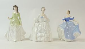 Royal Doulton Lady Figurines to include:- Kathryn HN3413, Chloe HN3883, Kelly HN3222(name not on