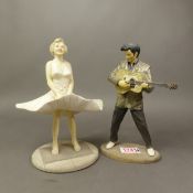 The Leonardo Collection resin figurines of Elvis and Marilyn. (H: 24cm) (2)