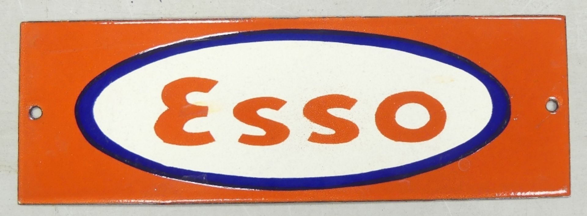 Enamel 'Esso' advertising sign. (H: 10cm x L: 30.5cm)