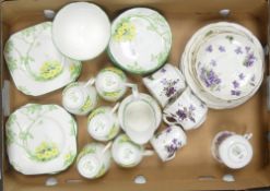 A New Chelsea Staffs 'Primrose Dale' part tea set to include:- Teacups, saucers, side plates,