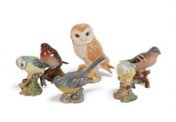 Beswick birds to include Barn Owl, Robin 980, two Blue Tit's 992, Grey Wagtail 1041 and Chaffinch