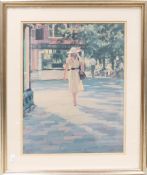 Framed mounted print 'The Yellow Dress' by Johnny Jonas 1987, measures including frame:- 60cm high x
