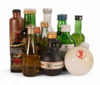 A Collection of Whiskey and Alcohol Miniatures to include Gordon's Gin, The Clan Malt Whisky, Petrus