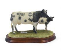 Border Fine Arts Belgian Blue Cow and Calf, model no.B0590 by Ray Ayres, limited edition no.113 of