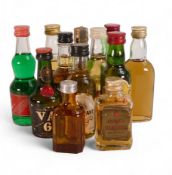 A Collection of Whiskey and Alcohol Miniatures to include Jameson, Famous Grouse, J & B Old Scotch