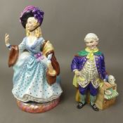 Peggy Davies figure Sarah Siddons, together with an unmarked figure of a Doctor, height of tallest