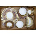 De Lamerie Fine Bone China, a selection of heavily gilt decorated items to include twin handled soup