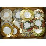 De Lamerie Fine Bone China, a selection of heavily gilt side plates in varied colourways &