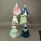 Royal Doulton Lady figurines to include:- Cherie HN2341, Debbie HN2385, Sweeting HN1935, Fair Maiden