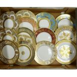 De Lamerie Fine Bone China, a selection of heavily gilt side plates in varied colourways &