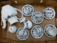 15-piece Royal Doulton coffee set in the Burgundy pattern (1 tray).