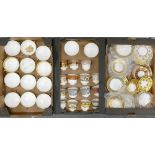 De Lamerie Fine Bone China, a selection of heavily gilt twin handled soup bowls, cups & saucers in