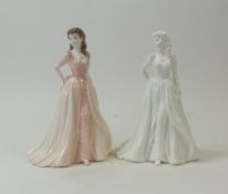 Coalport Lady Figurine Lady Of Fashion 'Jacqueline' with certificate together a gloss white version.