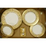 De Lamerie Fine Bone China, a selection of heavily gilt decorated items to include plates, bowl,