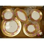 De Lamerie Fine Bone China, a selection of heavily gilt decorated items to include side plates,