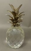 Swarovski crystal large Pineapple with gold-plated leaves from the 'sparkling fruit series' height