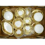 De Lamerie Fine Bone China, a selection of heavily gilt decorated items to include twin handled soup