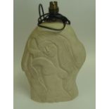 Studio Pottery table lamp base depicting a naked lady, inscribed to the back AFTER EG, overall