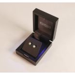 Opal & platinum earrings, with screw back fittings for pierced ears. COA.