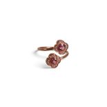Clogau 9K gold & pink tourmaline bypass ring, size N. 2.9g.