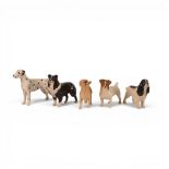 A Group of Five Beswick Dogs to include a Dalmation, Jack Russell Terrier, Golden Retriever,