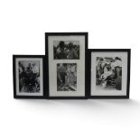 Framed black and white photographs, depicting Formula One scenes, 1960's featuring Enzo Ferrari