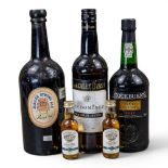 Cockburn's Special Reserve Port, sealed 75cl bottle, two miniature Bowmore single malt Scotch Whisky