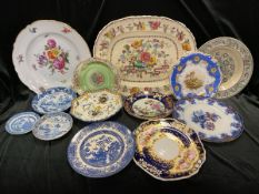 Miscellaneous ceramics - a Dresden floral charger, Maling, pearlware, a French Gien octagonal