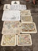 A 1914 Ordnance Survey map of Newcastle upon Tyne; six antique style maps of the world; five coastal