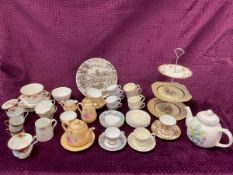 Miscellaneous Edwardian and later tea/coffee wares - a Spode tea-for-two set, demitasse cups &