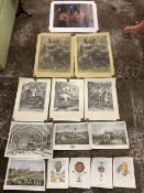 Miscellaneous unframed prints and engravings - various subjects including early railways and