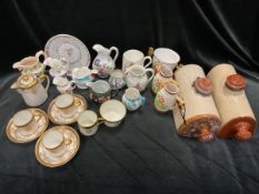 Miscellaneous ceramics - stoneware hot water bottles, Victorian jugs, a Paragon part coffee set,