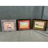 Peter Lochead, pen & watercolour, landscape view with building, signed, mounted & framed; another by