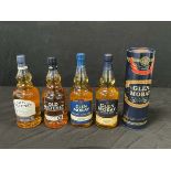 Two boxed bottles of Glen Moray single Speyside malt whisky; another boxed Glen Moray chardonnay