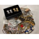 9ct gold garnet dress ring, two pairs of vintage Christian Dior clip on earrings and various other c