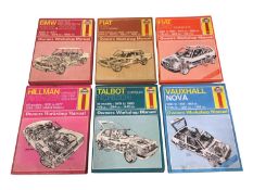 Two boxes of assorted cars sales brochures and workshop manuals (2 boxes).