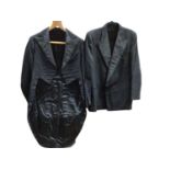 Men's vintage black tailcoats and evening trousers plus some as new wool waistcoats plus a maroon da