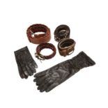 Selection of designer items including wide leather belts by Mulberry, Max Mara, Betty Jackson, two t
