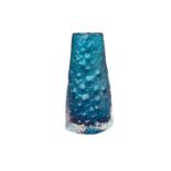 Whitefriars kingfisher blue volcano vase, designed by Geoffrey Baxter, 18.5cm hy