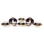 Set of six Meissen porcelain cabinet cups and saucers