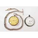 Victorian silver pocket watch on chain together with one other (2)