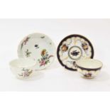 Two Worcester polychrome tea bowls and saucers