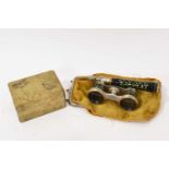 Pair of late 19th century enamel opera glasses and an early 20th century brass playing card box with