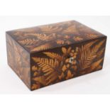 19th century Mauchline fernware jewellery box with original satin lining