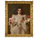 Marjorie Evans (c.1850-1907) oil on canvas - Portrait of Aline Ritson, later Lady Edwards, signed, i
